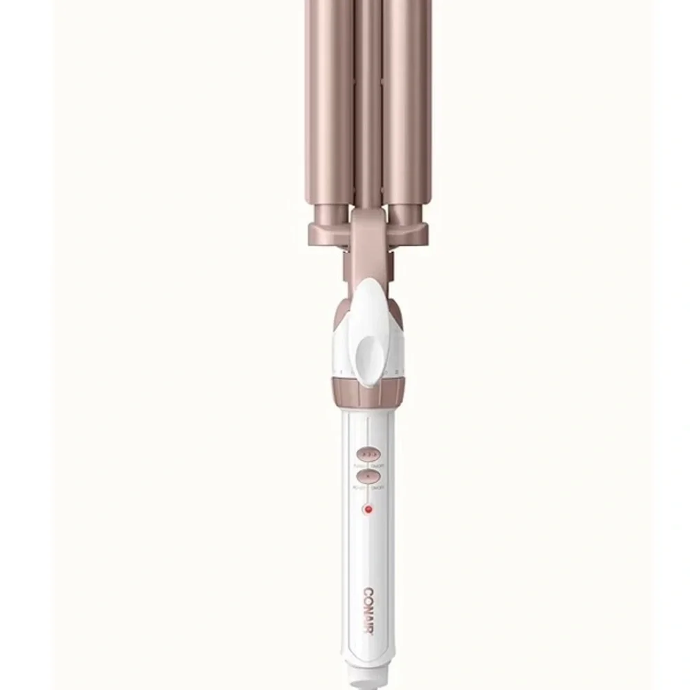 New BNIB Conair Double Ceramic Triple Barrel Waver, White/Rose Gold - Picture 7 of 10